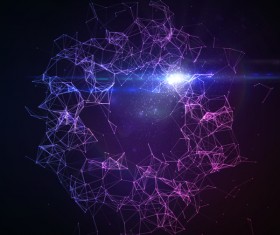 Purple background with particles and lines vector