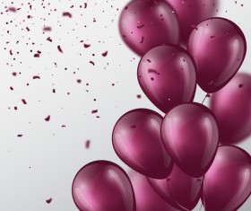 Purple confetti with balloon vector background