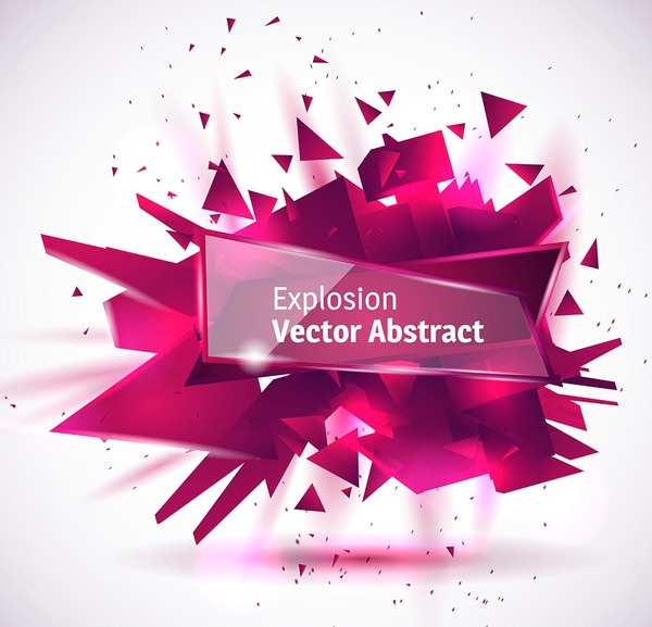 Purple explosion backgrounds with transparent glass banner vector 01