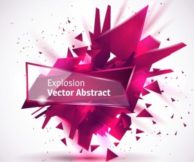 Purple explosion backgrounds with transparent glass banner vector 02