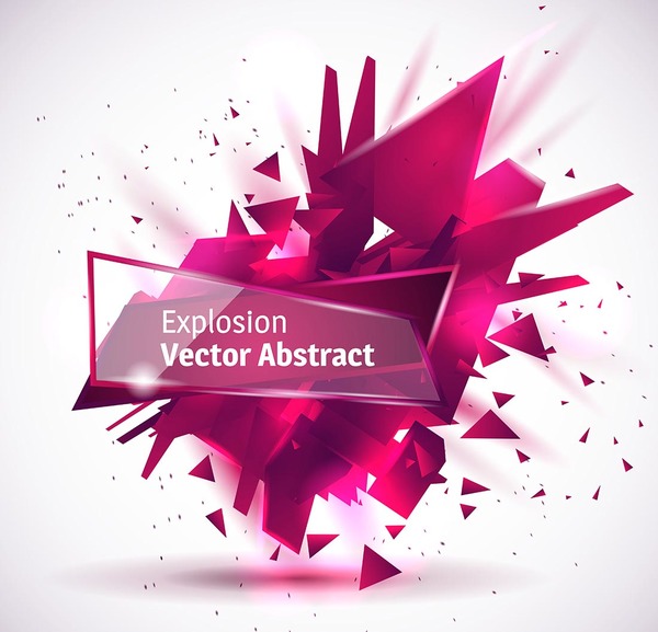 Purple explosion backgrounds with transparent glass banner vector 02