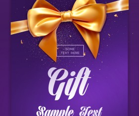 Purple gift card with golden bow vector