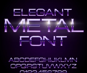 Purple metal alphabet with number shiny vector
