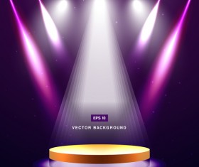 Purple spotlight with stage background vector 01