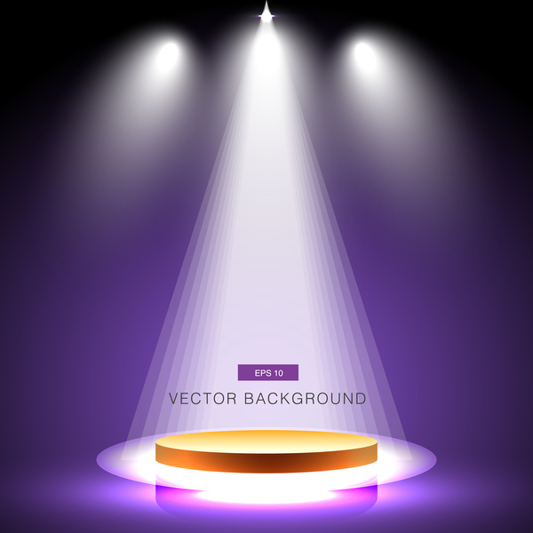 Purple spotlight with stage background vector 02