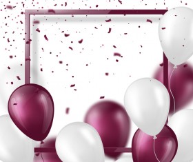 Purple with white balloon and frame background vector