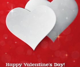 Red Valentine day background with white heart vector