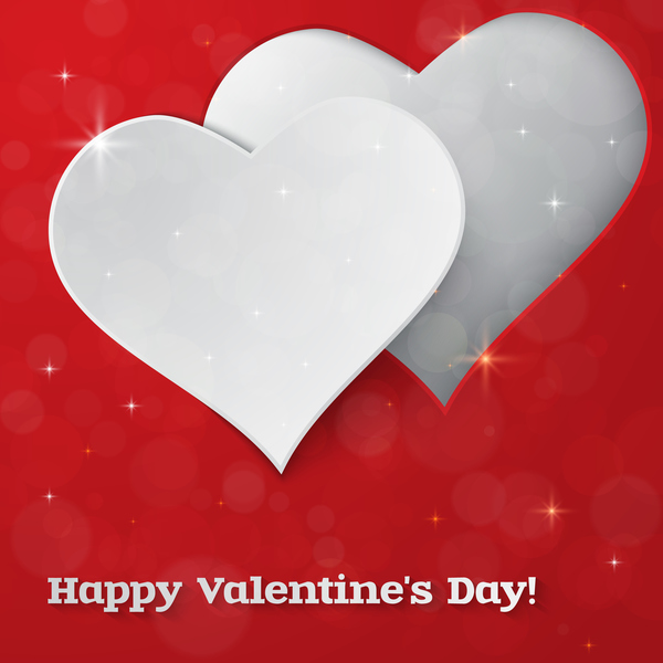 Red Valentine day background with white heart vector