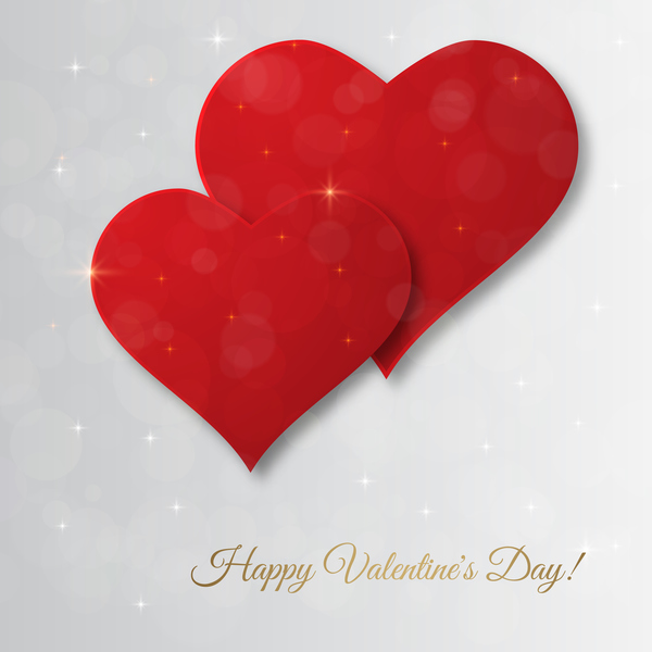 Red heart with gray valentine day card vector 01