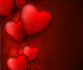 Red heart with red blurs background vector 01