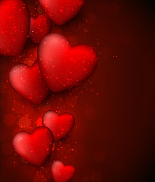 Red heart with red blurs background vector 01