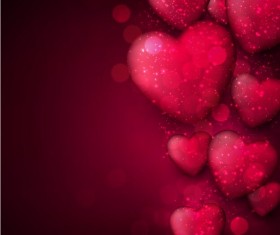 Red heart with red blurs background vector 02