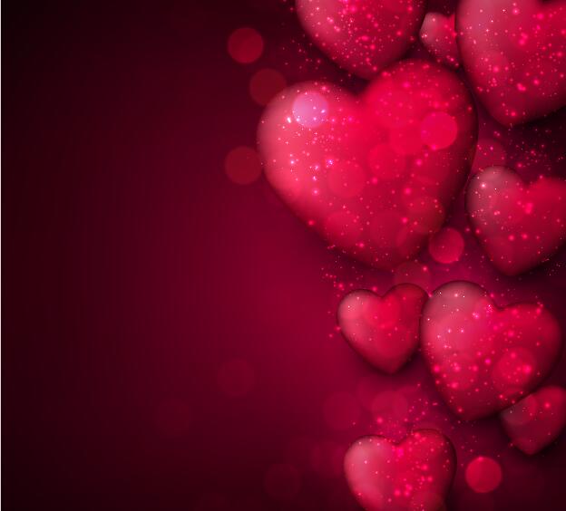 Red heart with red blurs background vector 02