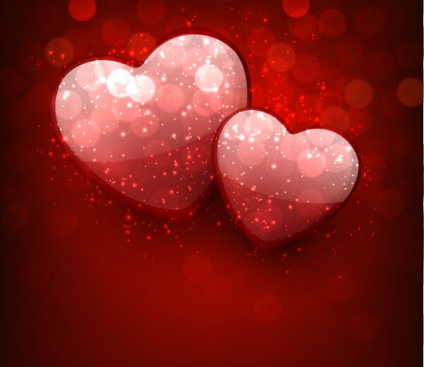 Red heart with red blurs background vector 03