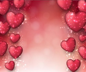 Red heart with red blurs background vector 04