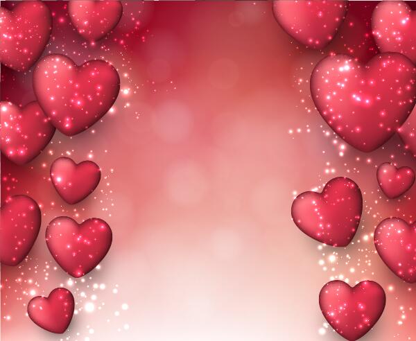 Red heart with red blurs background vector 04