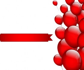 Red ribbon with red balloon vector illustration
