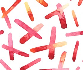 Red watercolor hand dowing seamless pattern vector 04