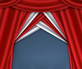 Red with white curtains background vector 01