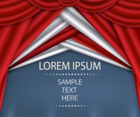 Red with white curtains background vector 02