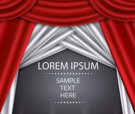 Red with white curtains background vector 04