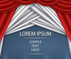 Red with white curtains background vector 05