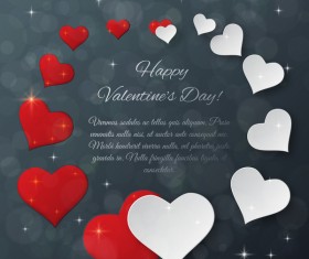 Red with white heart frame with dark valentines day card vector