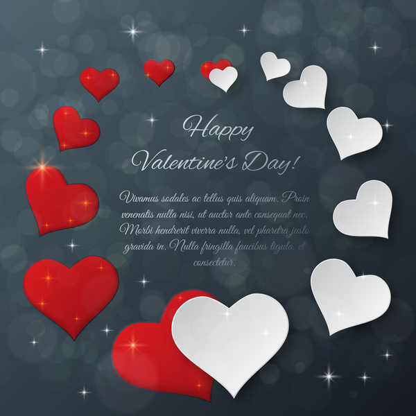 Red with white heart frame with dark valentines day card vector
