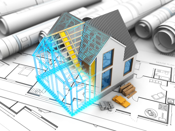 Residential design and drawings Stock Photo