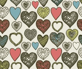 Retro seamless hearts pattern vectors graphic 01