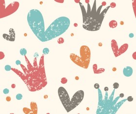 Retro seamless hearts pattern vectors graphic 09