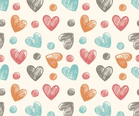 Retro seamless hearts pattern vectors graphic 11