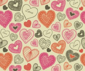 Retro seamless hearts pattern vectors graphic 14