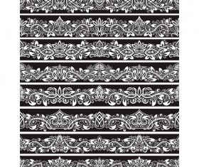 Seamless damask black borders vectors 01