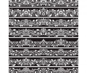 Seamless damask black borders vectors 02