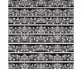Seamless damask black borders vectors 03