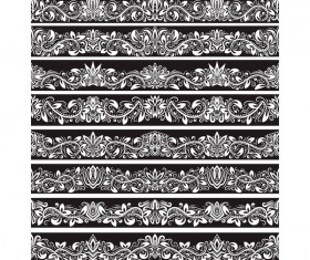 Seamless damask black borders vectors 04