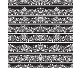 Seamless damask black borders vectors 05