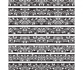 Seamless damask black borders vectors 07