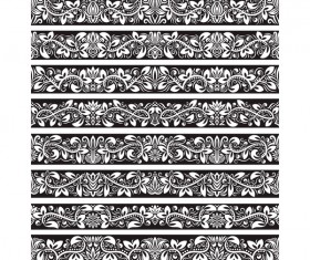 Seamless damask black borders vectors 08