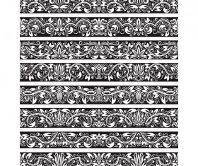 Seamless damask black borders vectors 09