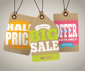 Season sale price cardboard tags vector 06
