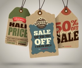 Season sale price cardboard tags vector 07