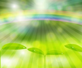 Seedling with rainbow background vector