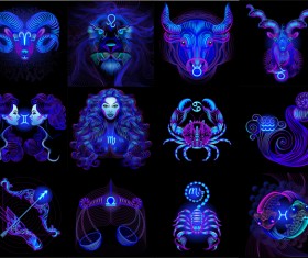 Shing blue zodiac sign vector