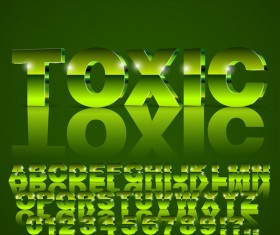 Shiny green gradient alphabet with number vector