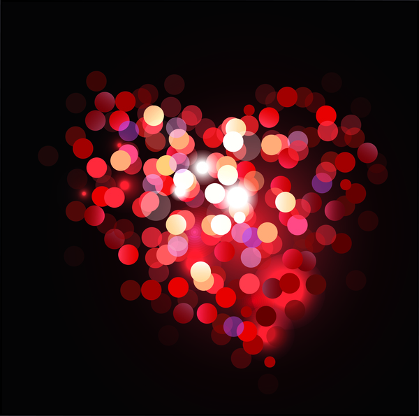 Shiny light round with red heart vector