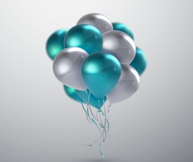 Silver and green balloon background vector