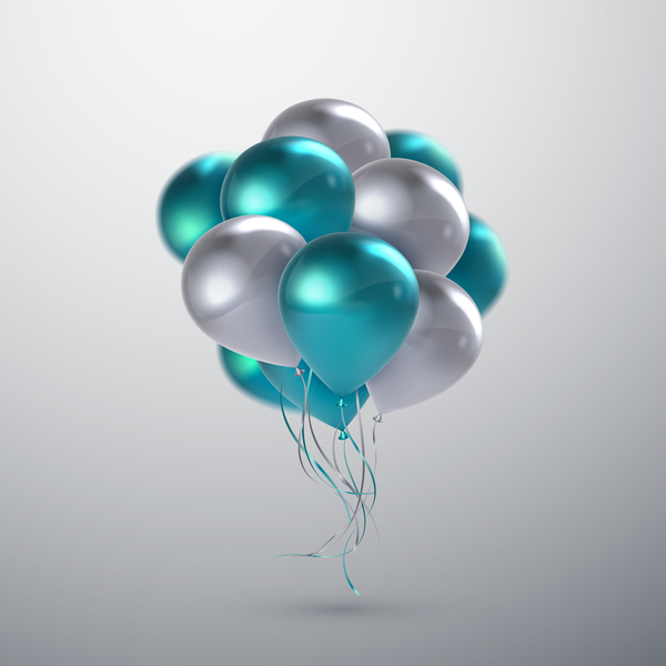 Silver and green balloon background vector