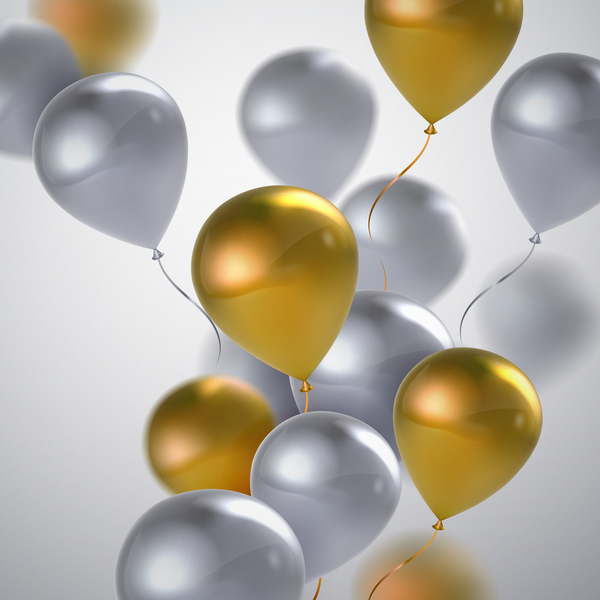 Silver with golden balloon background vector illustration